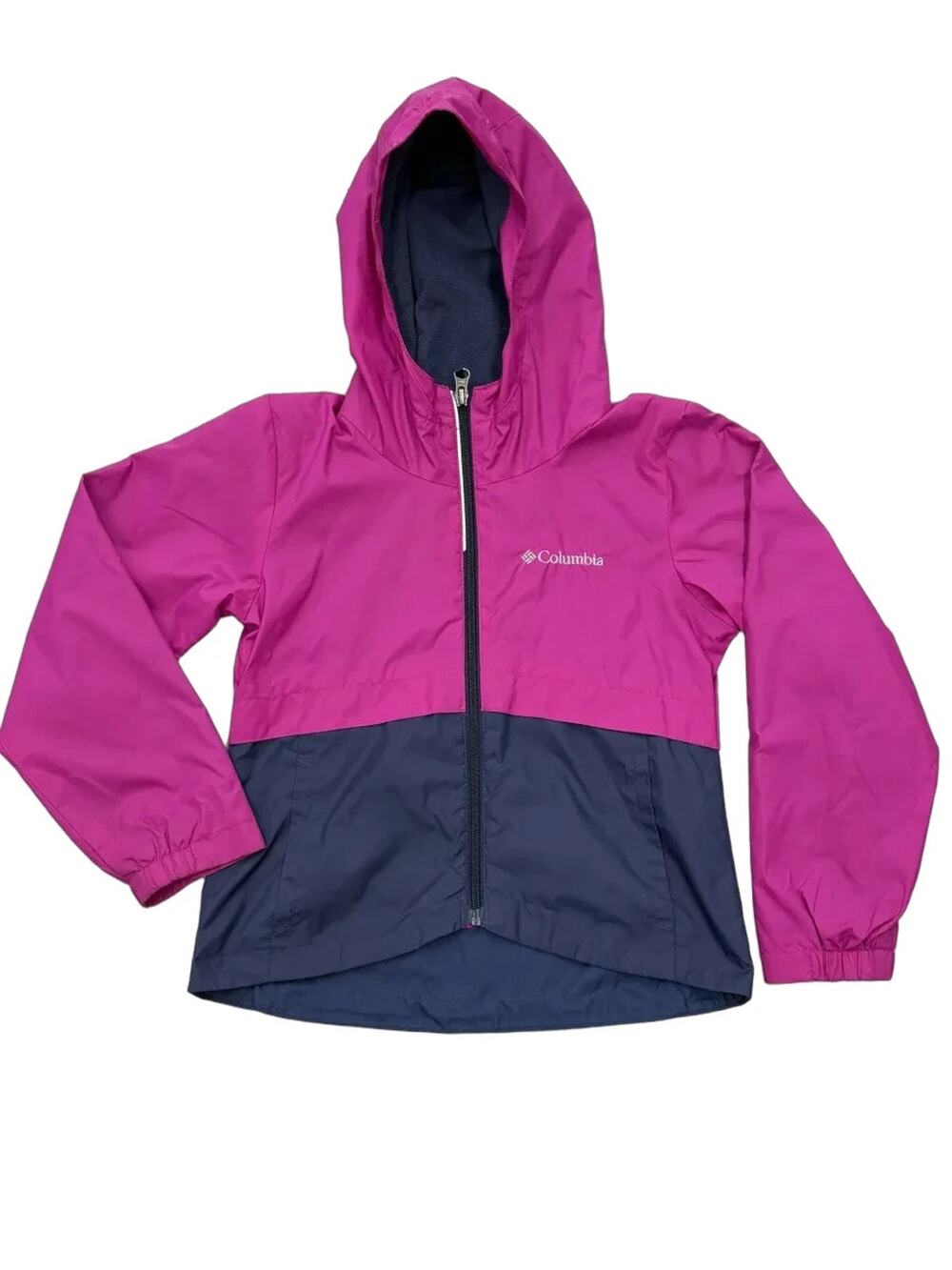 Columbia Colorblock Hooded Rain Jacket Fleece Lining XS